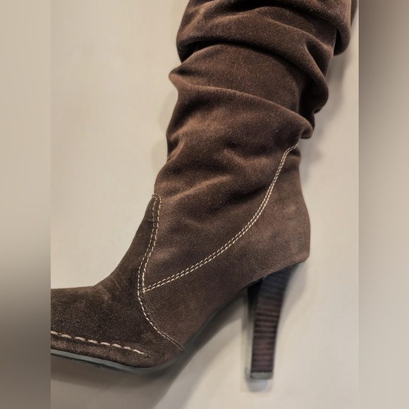 Imperia Steven by Steve Madden Chocolate Brown Mid Calf Suede Boots Size 6.5 - Picture 4 of 6